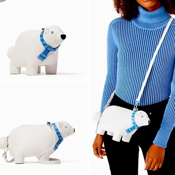 NWT Kate Spade New York Arctic Friends Polar Bear Crossbody Leather Bag - Picture 12 of 12